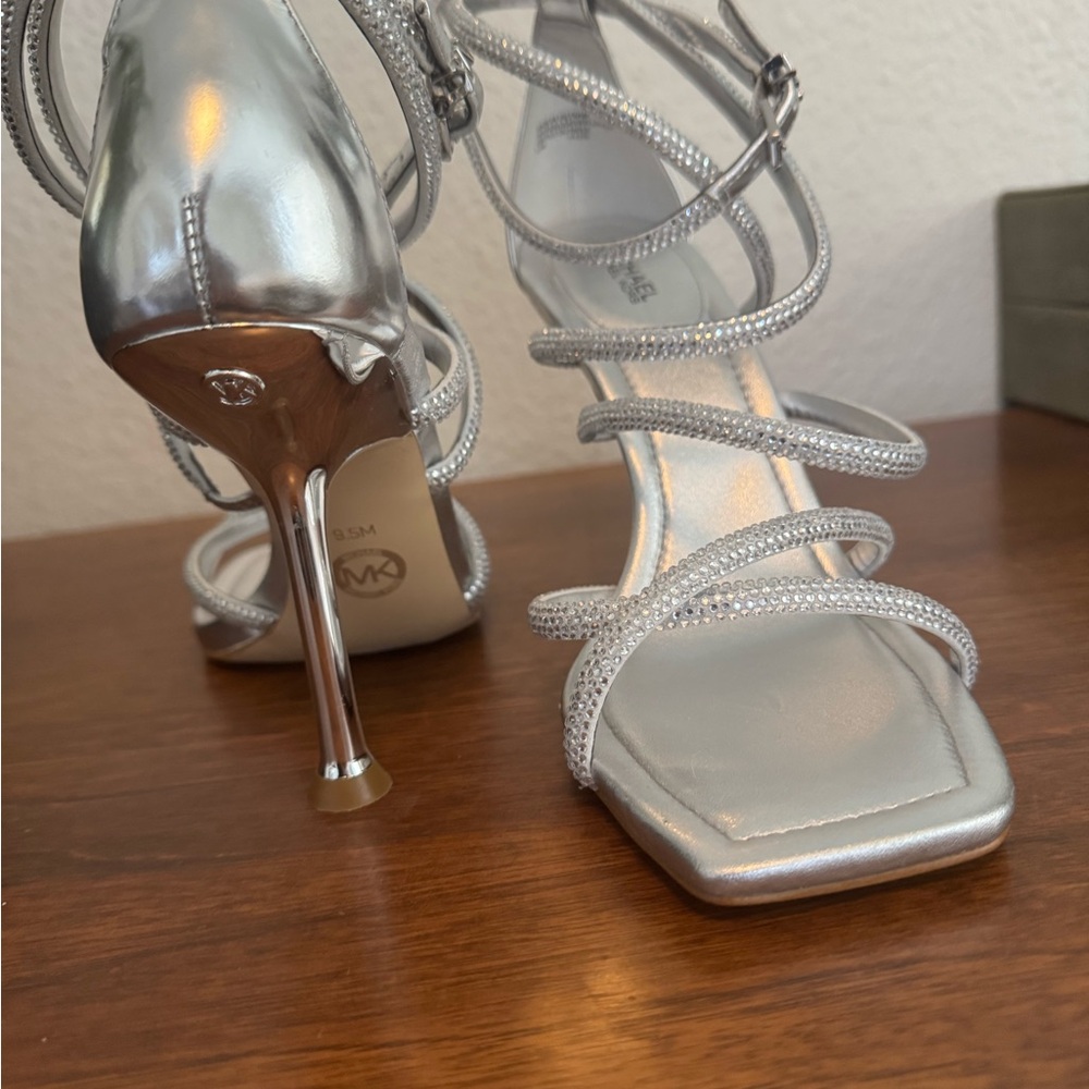 Michael Kors Silver Gladiator Heels | New